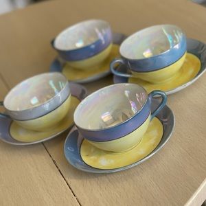 Antique Japanese 8 Piece Tea Cup and Saucer Set, Service for 4